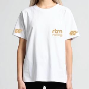 RBM RACING LOGO Women White Short Sleeve Tees