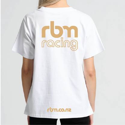 RBM RACING LOGO Women White Short Sleeve Tees